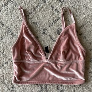 Cropped Pink Velvet Bralette Top